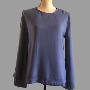 Anthropologie slate blue top, flowing sleeves, NWT